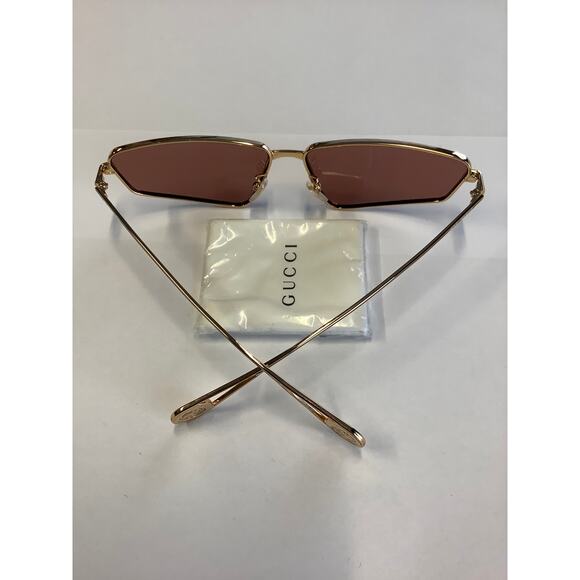 Gucci Women's Gold Red Cat Eye Rectangular Sunglasses Made in Italy K27-17 - Picture 4 of 9